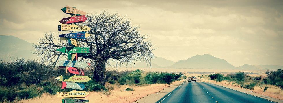 Straße Wüste Steppe Wegweiser Reisen