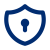 A blue sign symbol with a keyhole in the center, representing security or protection.