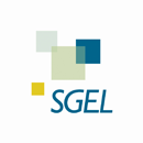 SGEL-Logo mit sich überlappenden, durchscheinenden Quadraten in Blau, Grün, Gelb und Grau über den Buchstaben SGEL in Blau auf weißem Hintergrund.